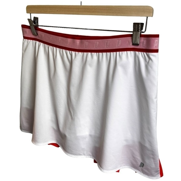 Prince Pleated Tennis Skirt in White/Coral - Picture 3 of 14